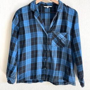Victoria’s Secret Blue and Black Plaid Pajama Sleep Shirt Women’s size XS